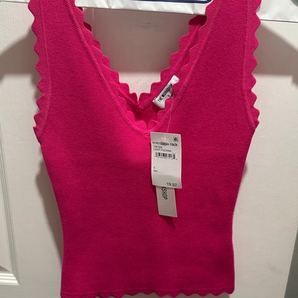 Vibrant Pink Scalloped Tank Top